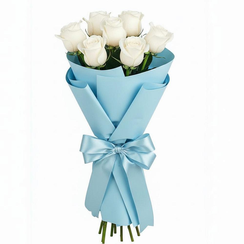 Букет 7 белых роз Проуд в Кольцово Свердловская область
