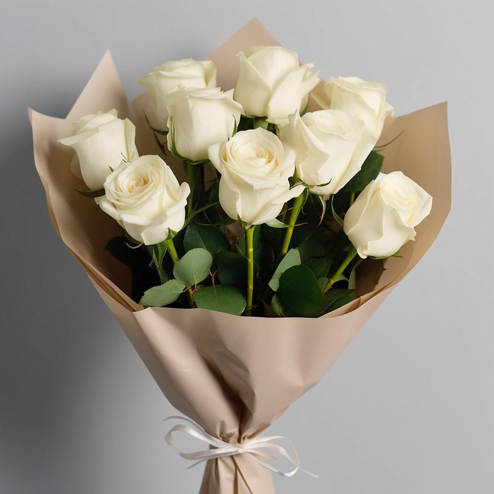Букет 9 Белых роз Эдлесс Лав в Кольцово Свердловская область