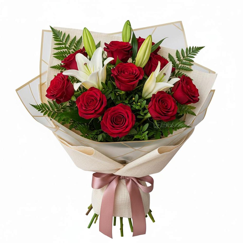 Букет цветов из: Лилии и Розы в Кольцово Свердловская область