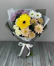 Букет цветов из:  Розы, Герберы и Хризантемы #REPLACE_PRED# Кольцово Свердловская область
