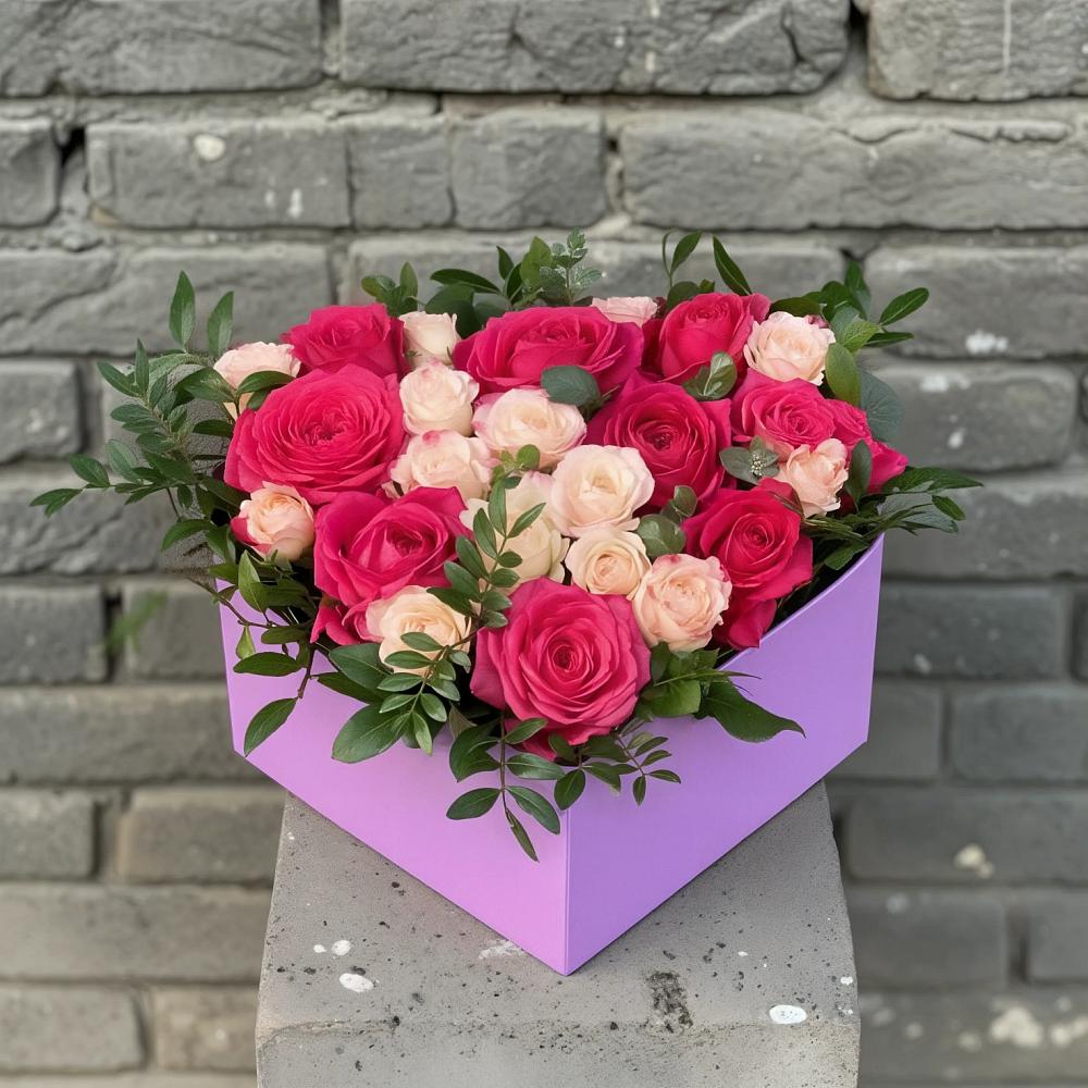Цветочная композиция из Розы в коробке в Кольцово Свердловская область