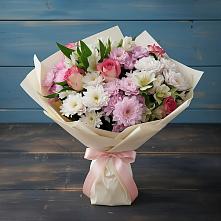 Букет цветов из:  Хризантемы, Альстромерии и Розы в Кольцово Свердловская область