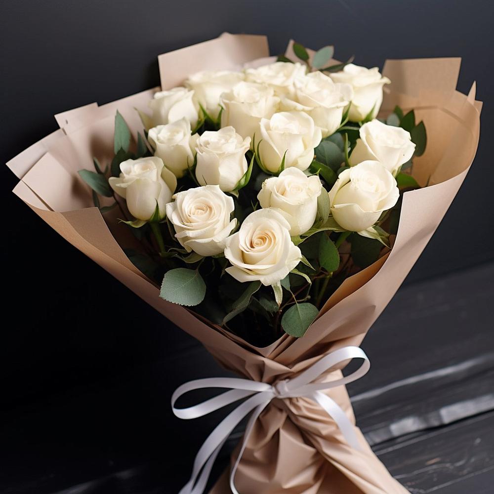 Букет 15 Белых роз в Кольцово Свердловская область
