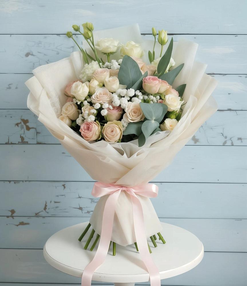 Букет цветов из: Розы и Лизиантусы в Кольцово Свердловская область