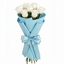 Букет 7 белых роз Проуд в Кольцово Свердловская область