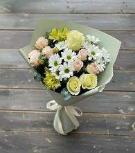 Букет цветов из:  Альстромерии, Розы и Хризантемы в Кольцово Свердловская область